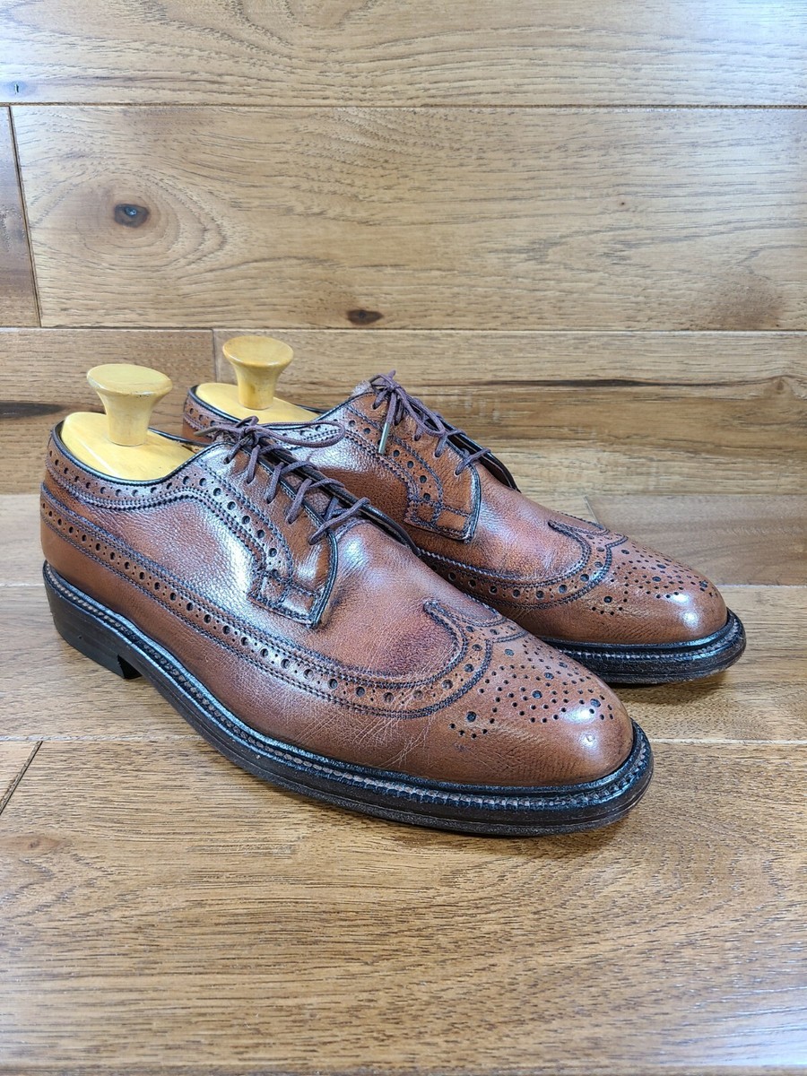 Vintage Nettleton Brown Leather Long Wingtip Derby Size 9 C Vintage Nettleton Brown Leather Long Wingtip Derby Size 9 C