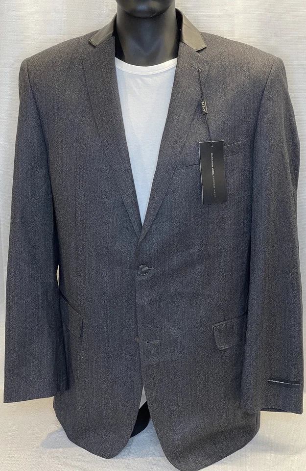 ANDREW MARC MENS 42L Gray Wool Blazer Sport Coat Jacket Black Elbow Patches NEW - Image 2 of 4
