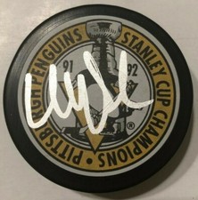 ULF SAMUELSSON SIGNED PITTSBURGH PENGUINS 1991 1992 STANLEY CUP PUCK W/ CASE COA