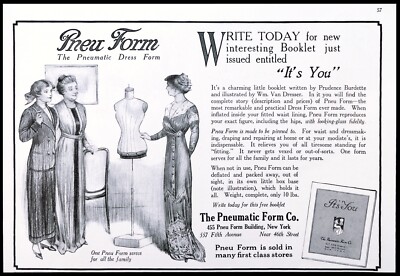 1912 Pneu Women's Dress Form Vtg PRINT AD Antique Edwardian Era 1910s  Sewing