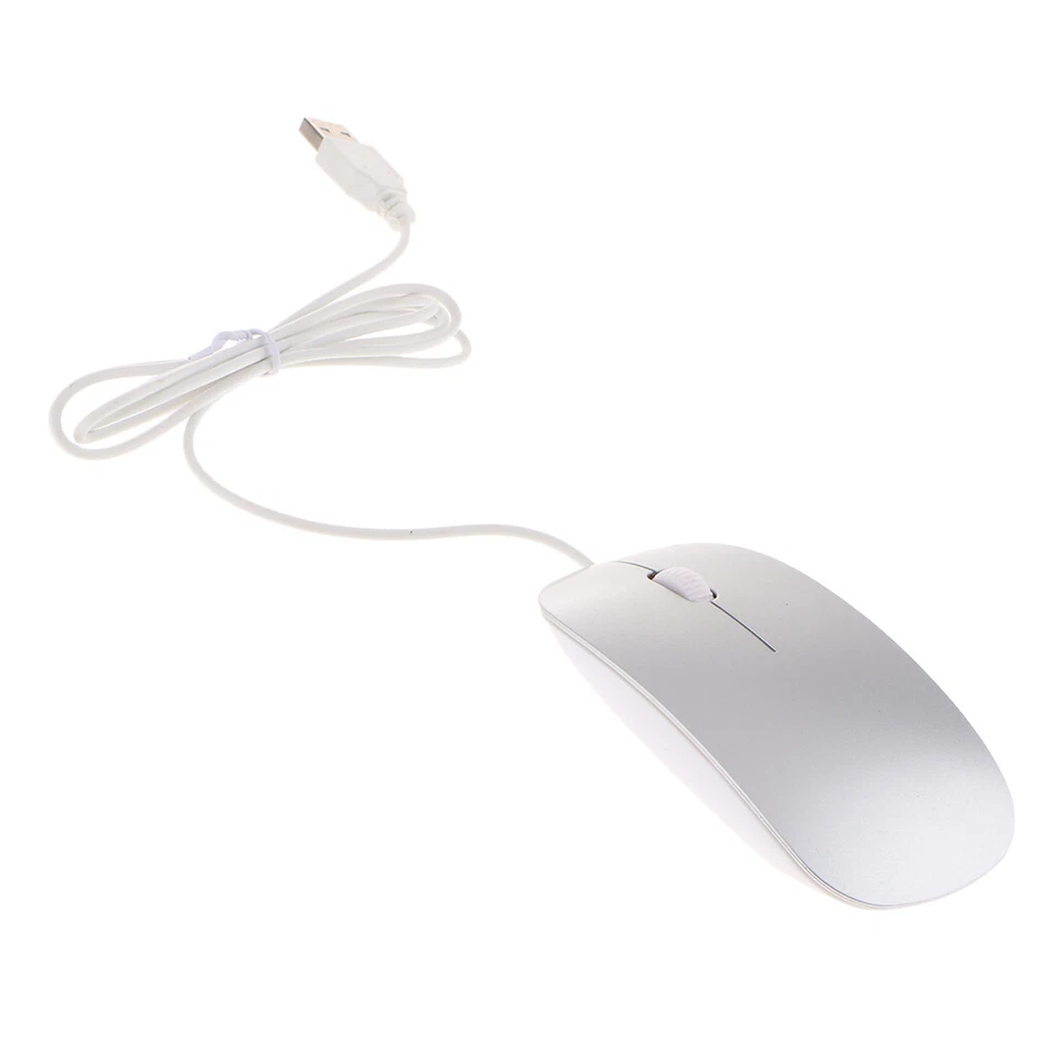   Thin Slim USB Optical Wired Mouse for PC Laptop Windows Apple- Silver - Image 4 of 4