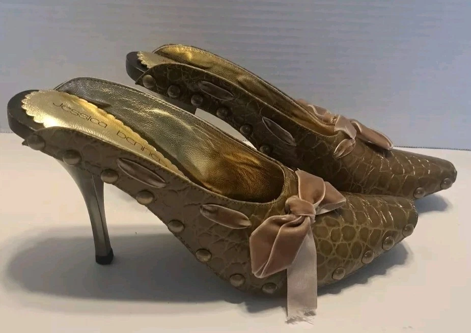 Jessica Bennett Shoes Aligator Print High Heels Women's Size 6M Green - Image 2 of 4