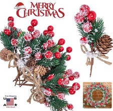 10  Artificial Pine Berry Xmas Decor Holly Flower Christmas Branches Ornament US