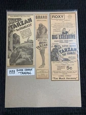 1933 TARZAN THE FEARLESS 4.5x10" Movie Print Ad VG+ 4.5 Buster Crabbe 3pcs