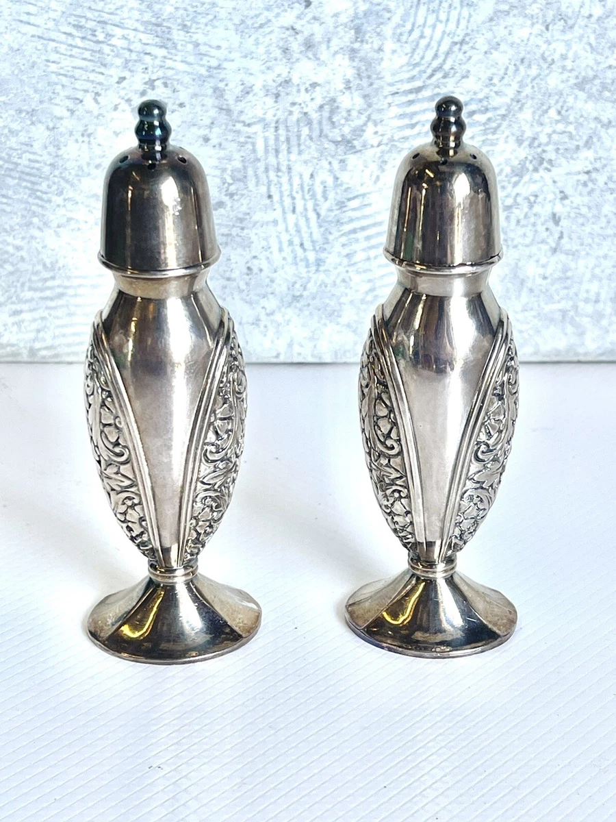 Vintage Ornate Silver Plated Formal Dining Salt Pepper Shakers
