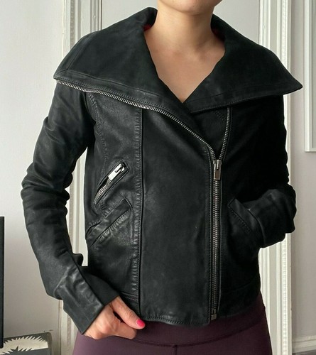 The Kooples black leather jacket size XXS