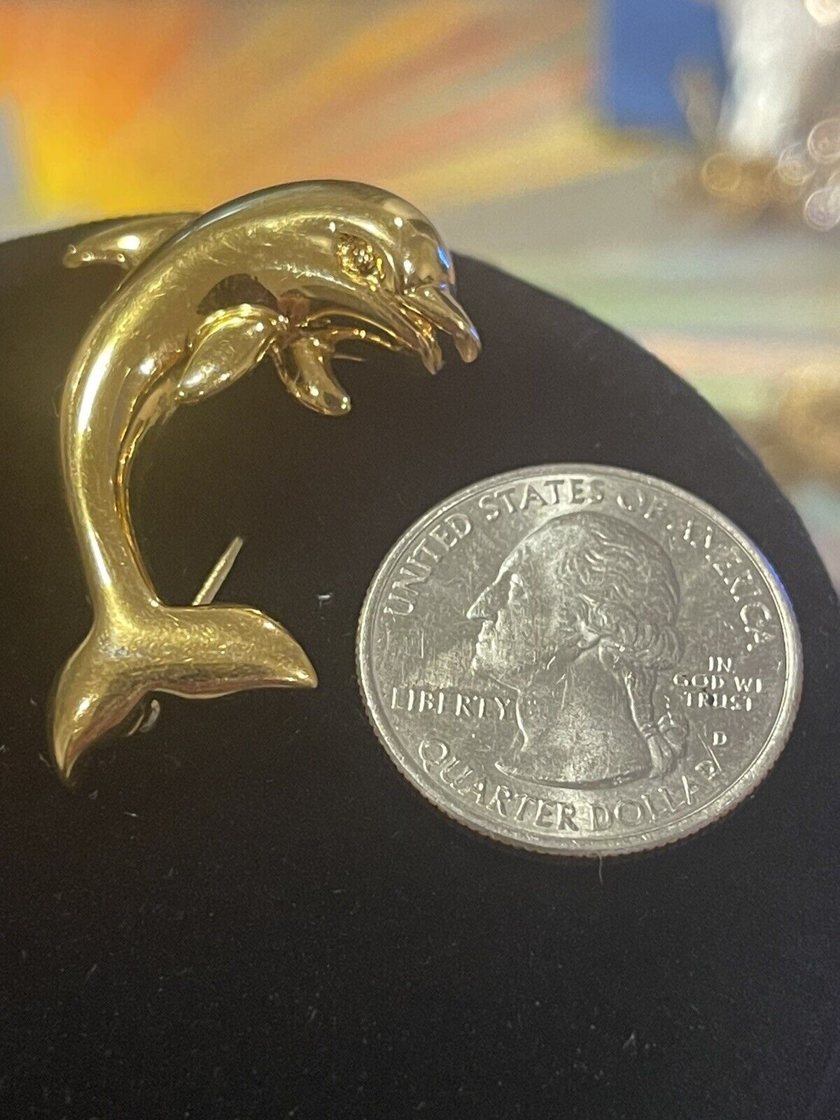 Vintage designer signed Napier Gold tone dolphin … - image 1