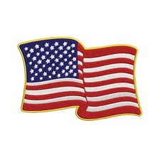 Wavy USA Flag Patch Embroidered Iron-on Badge DIY Applique