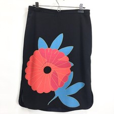 Loft Womens 8 Skirt Flower Print Dark Navy Casual Knee Length Ann Taylor