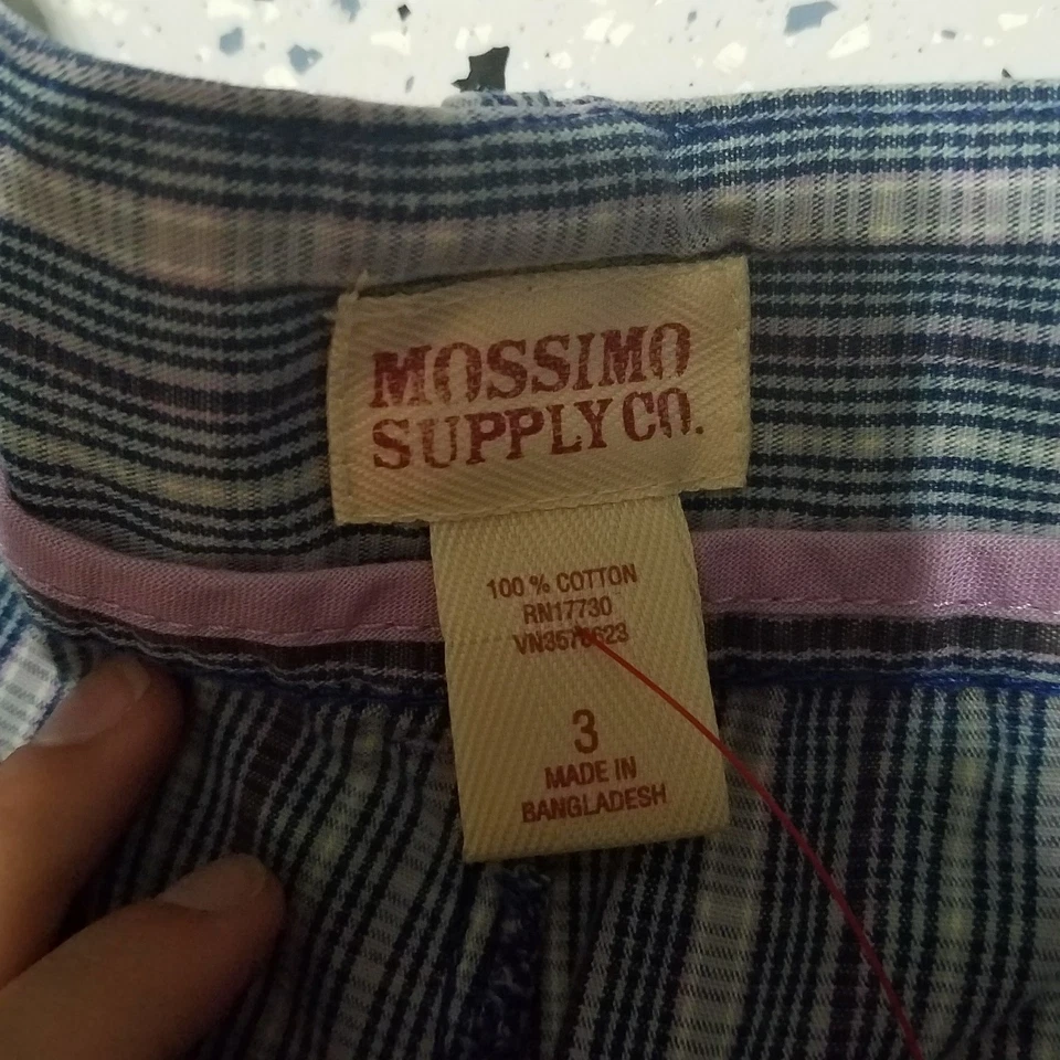 Pantalones Cortos Midi Mossimo Junior ~ Púrpura y Azul ~ Talla 3 ~ 100% Algodón ~ Rayas Foto 2 de 3