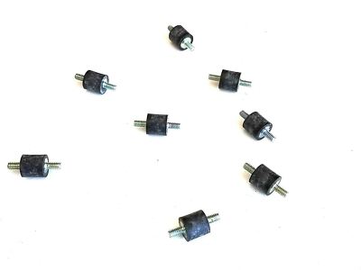 8 Rubber Vibration Isolator Mounts (3/4'' x 3/4'') M6 x 1/2 Length Studs Male/Male