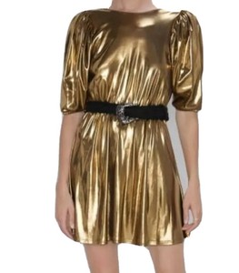 zara gold metallic dress