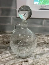 Vintage Blenko Clear Crackle Glass Decanter By Wayne Husted STUNNING!