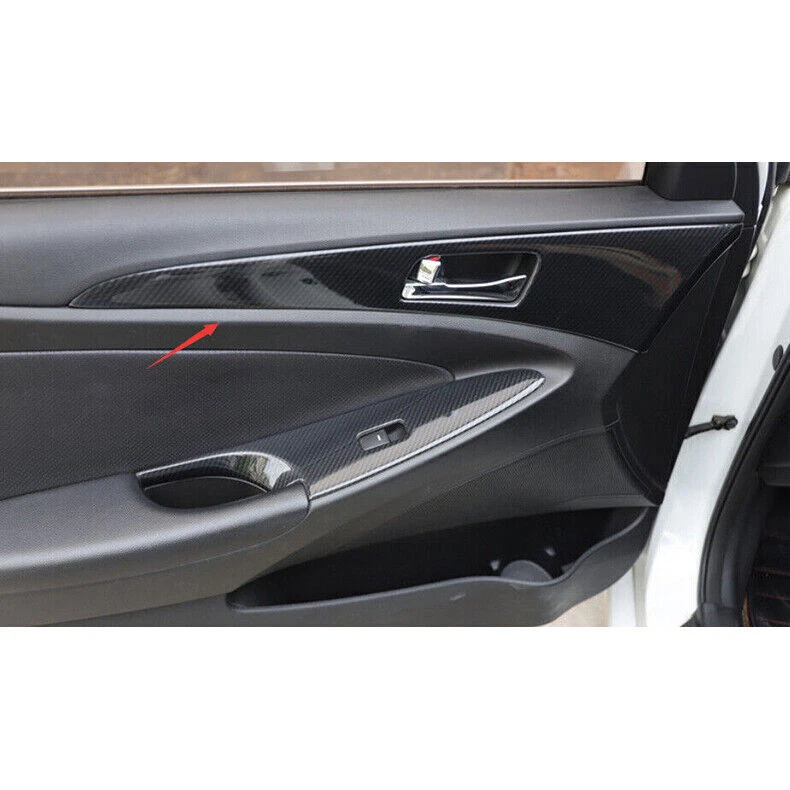 For Hyundai Sonata 2011-2014 Carbon Fiber Inner Door Bowl Armrest Stripe Cover - Image 4 of 4