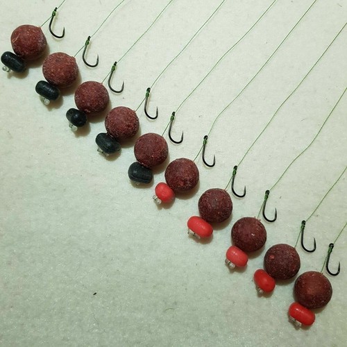 10 X HAIR RIGS LOADED WITH 15mm CRAB & CRAYFISH BOILIES CARP DYNAMITE BAITS - Picture 2 of 5