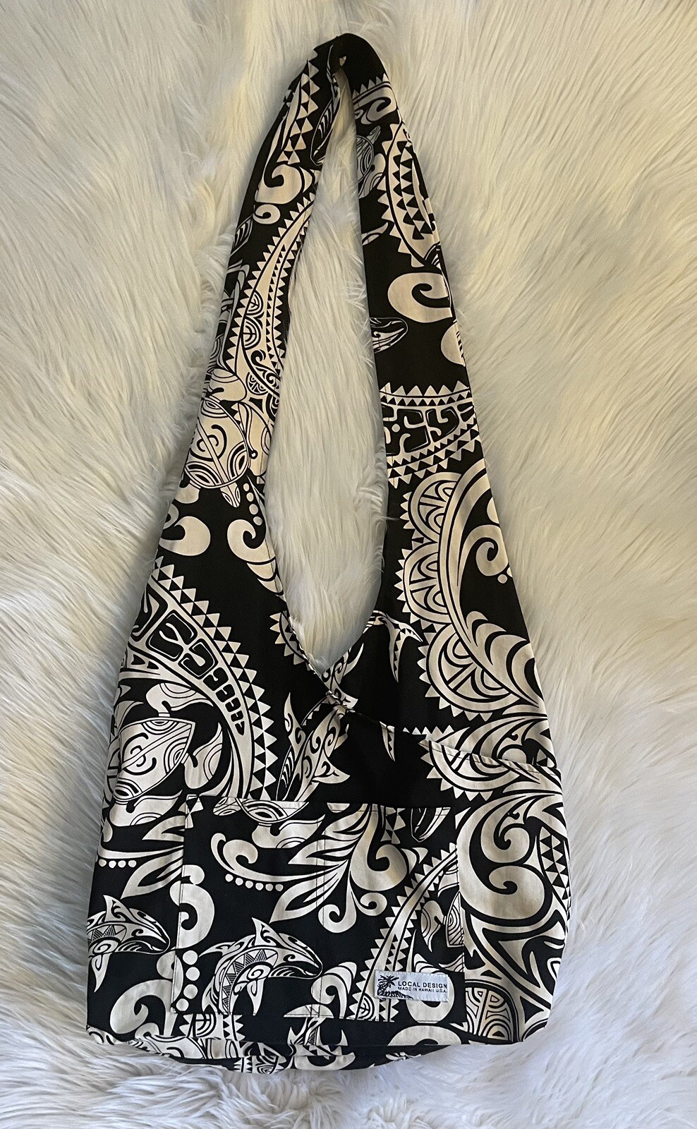 LOCAL DESIGN Made in Hawaii BAG Black White Tote Beac… Gem