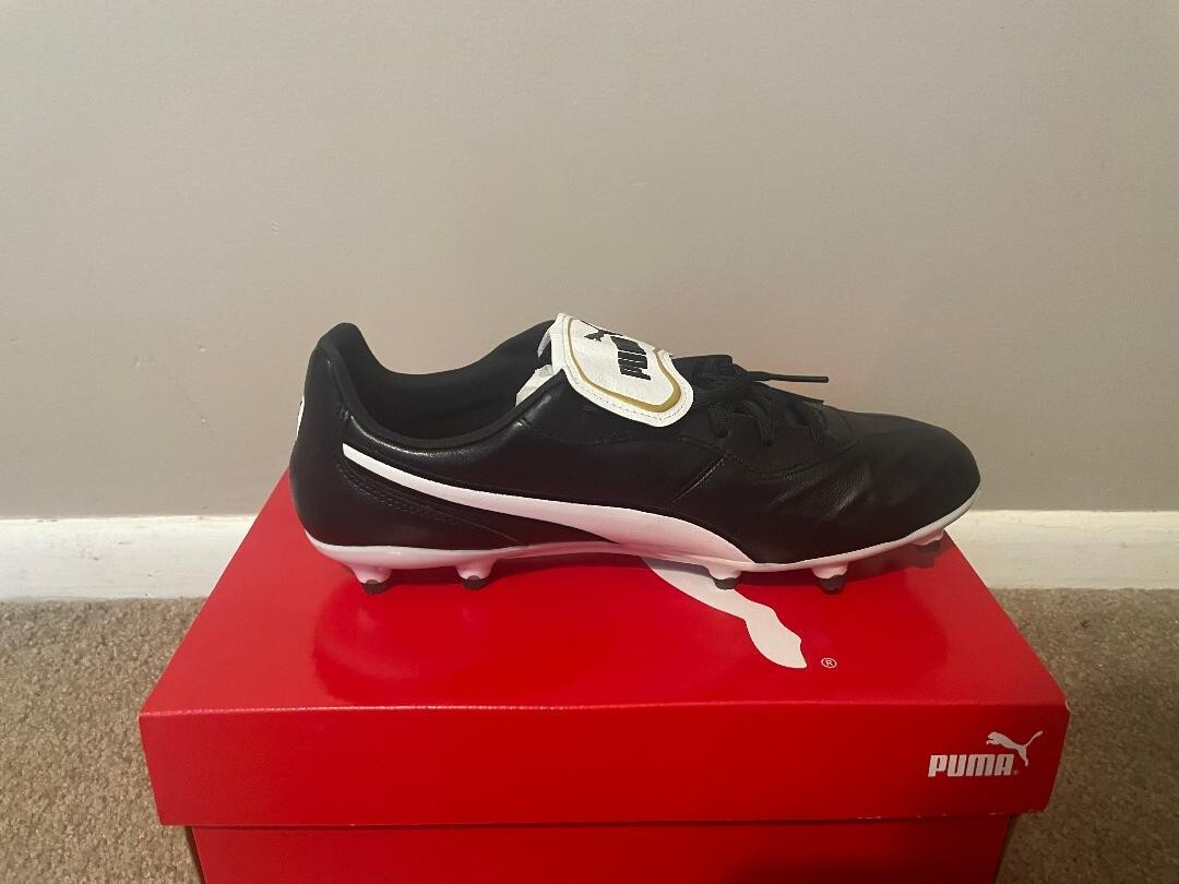 Puma Men’s King Top di FG Soccer Cleats Size 10 (Black, White, Gold