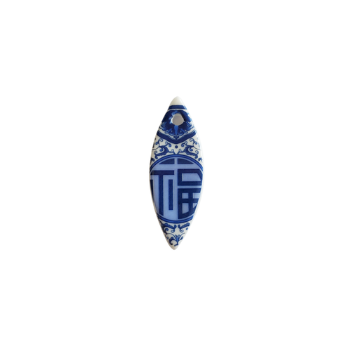 White and Blue China Dish Porcelain Pendant Charm Ceramic Jewelry Craft Supplies