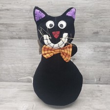 Halloween Black Cat Weighted Plush 12 inches Tall and Weighted On Bottom