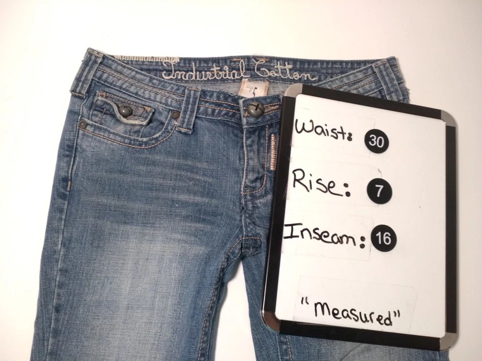 Denim corto capris de algodón industrial junior para mujer talla 5 (30x16) Foto 4 de 4