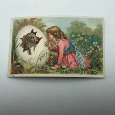 Vtg Antique Lamb Hatching From Egg O.L. Butts Shoe Advertising Trade Card OH R9 