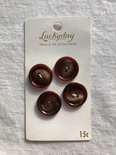 Set of 4 Variegated Brown Round Buttons 3/4" w Plastic by Luckyday - Sew Through