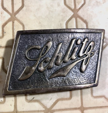 Vintage 1975 Brass Schlitz Beer Logo Joseph Schlitz Belt Buckle - Fancy 