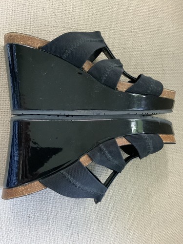 Donald Pliner Black Patent Elastic Strap Wedge Slide Sandals US 6.5 - Bild 8 von 11