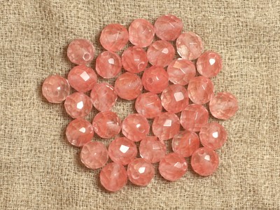 10 Perles Boules Facettées En Quartz Rose 6mm - Pour Création Bijoux DIY - Neuf