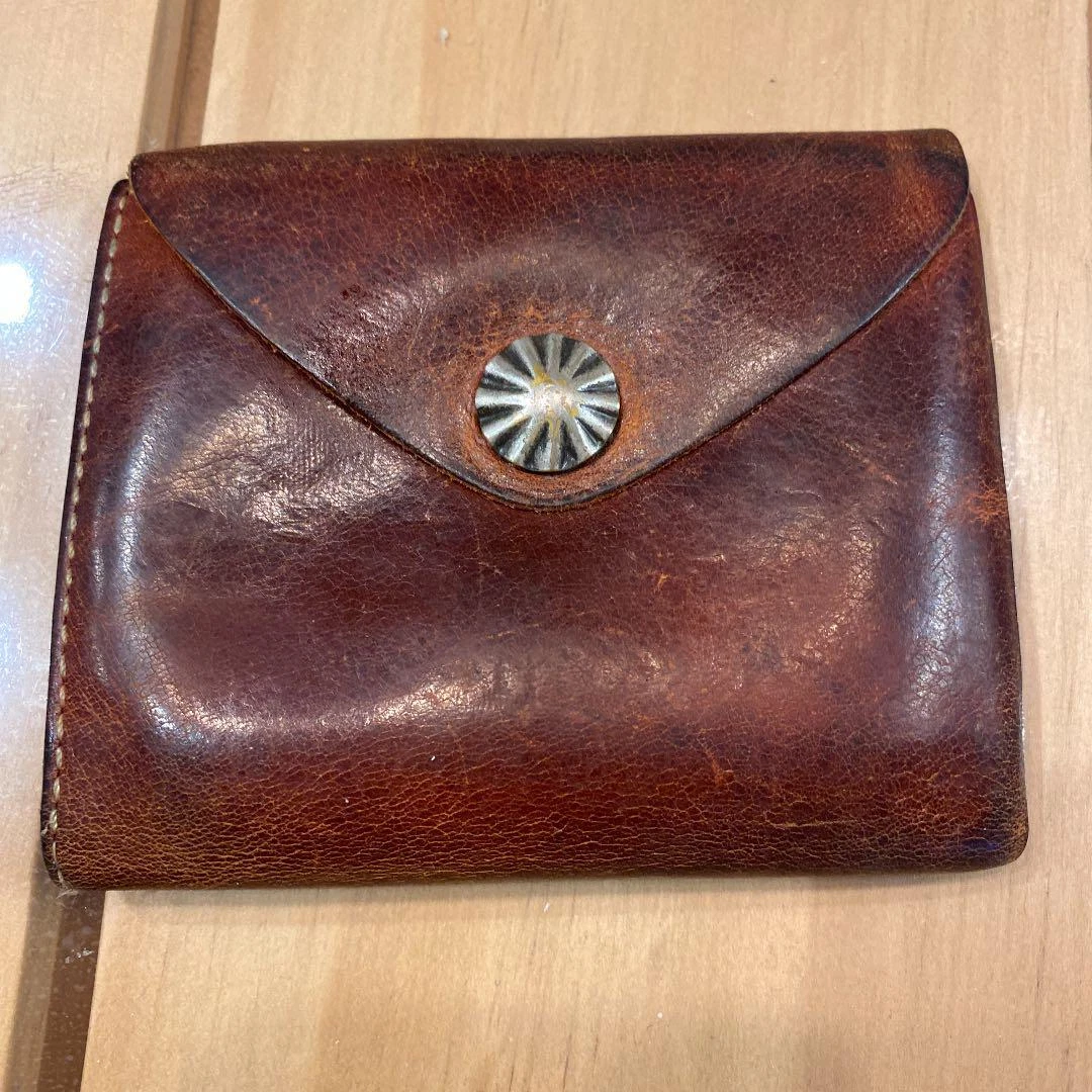 RRL DOUBLE RL Concho button Leather Wallet Brown #1 Authentic Men Used