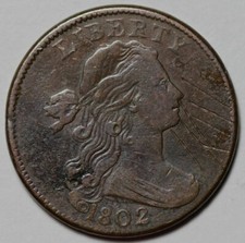 1802 Draped Bust Large Cent - With Stems - Scrapes - 1c Copper Coin