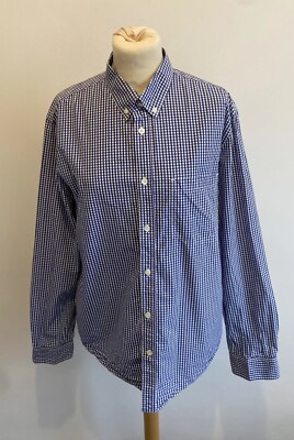 Arket Gingham Shirt Size 50 Mens Large Blue & White Cotton Poplin Long Sleeve