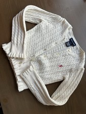 Ralph Lauren Girls Cotton Peplum Cable Knit Cardigan Size 6 Runs Small