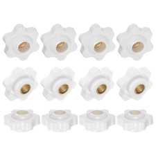 12pcs, 6 Star Knobs 1/4"-20 Female Thread Through Hole Brass Handles White 25mm