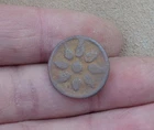 Dug Antique Cast Brass/Bronze Sun Design Button Drilled Shank 1600s /1700s