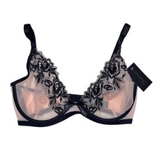 Frederick's of Hollywood Meghan Underwire Bra Black / Nude Size 42D