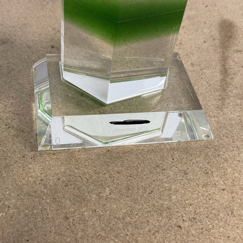 Microsoft 10 Year Employee Service Award Crystal Statue Computer 2018