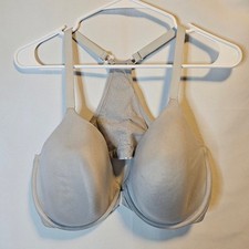 Victoria's Secret Perfect Coverage Bra 40DD Gray Lace Racerback Front Closure