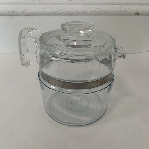 VTG Pyrex Glass Percolator Stovetop Coffee Pot 6 Cup Model 7756-B Lid & Canister