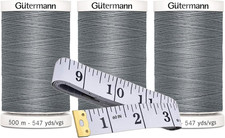 Gutermann Sew-All Thread 500M/547Yd Each , 3-Pack Bundle with Soft Tape Measur