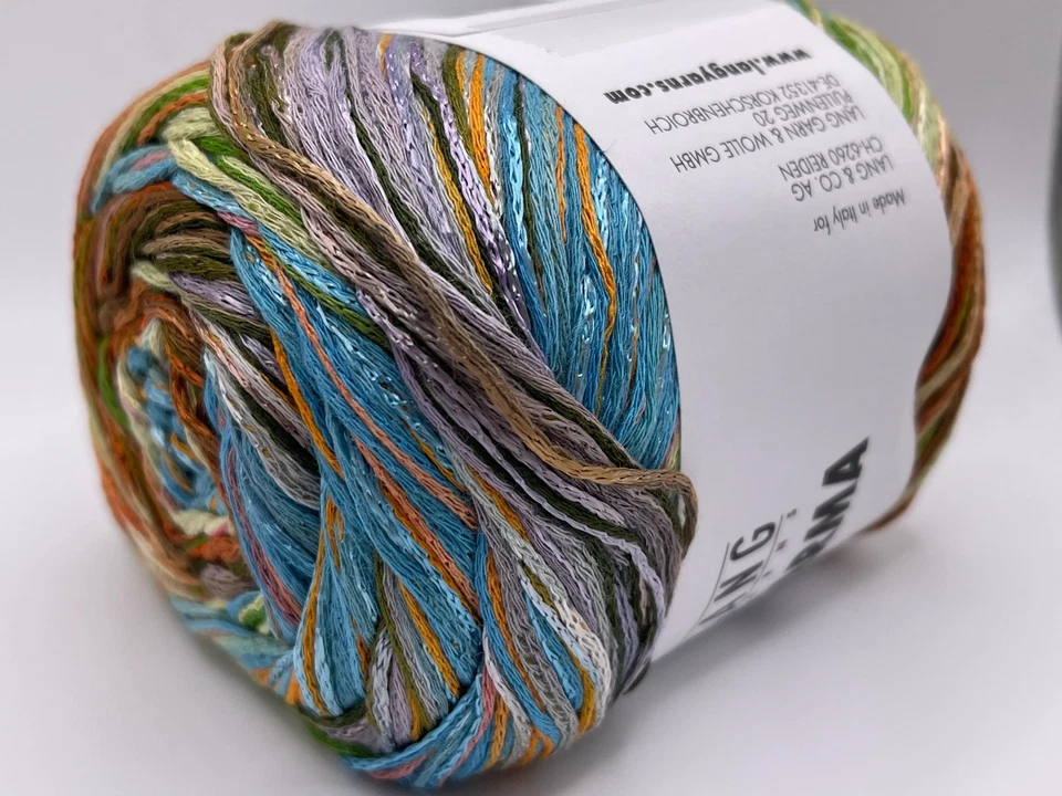 Lang Karma #04 Copper Blue Green+ Striping DK Cotton Linen Cake Yarn 100gr 311yd - Image 2 of 4