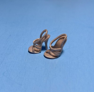 Barbie Basics, Set 2 - new fashion doll shoes - strappy silvery-gray heels