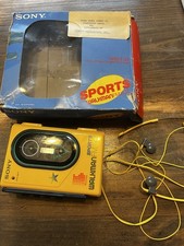 Sony WM-F45 Sports Walkman FM/AM Cassette Player Yellow w/ Box   Radio Works