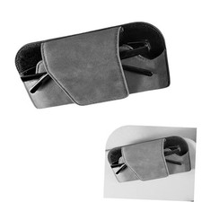 Sunglass Holder for Car Visor Clip, Soft Leather Eyeglasses 1 PC Gray