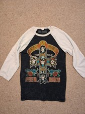 Official GUNS N ROSES 3/4 sleeve T Shirt Top 1988 US Tour RARE back print S