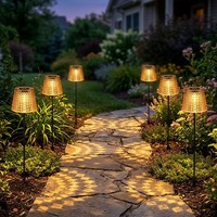 6X Led AußEnleuchte Steckleuchte Gartenleuchte Solar Schwarz Matt H 60 Cm