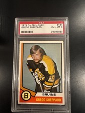 1974 OPC #184 Gregg Sheppard, PSA 8 #04797056, Boston Bruins