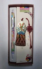 Korean Metal Hanbok Tassel Book Mark & Pen Set - US Seller