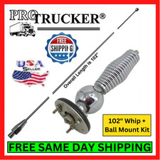 Pro Trucker 102" CB Ham Radio Antenna SS Whip w/ Ball Mount Barrel Spring Kit