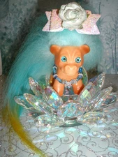 Vintage 1960s DAM THINGS Troll Doll Pony Horse - New Aqua Mohair & Custom Eyes